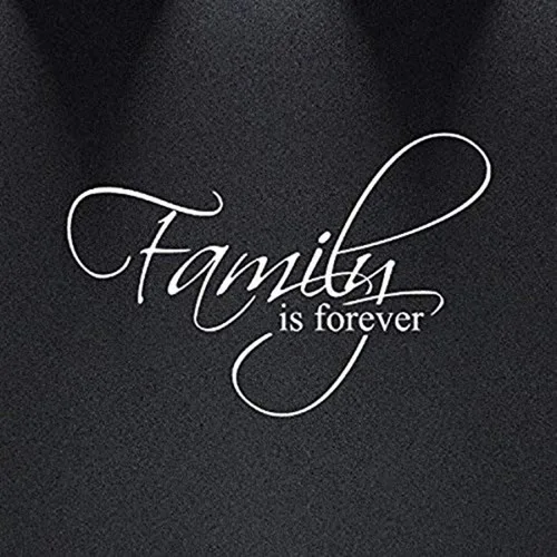 Vista 2 de Vinilo decorativo para pared con texto "Family is forever", (20 x 13 pulgadas), 1225 mblack Mate negro