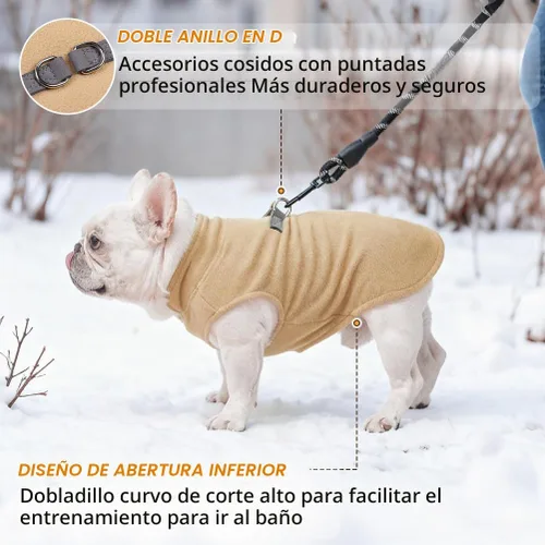 Vista 7 de BEAUTYZOO Chaleco de vellón para perros pequeños, de invierno y clima frío, con anillo en D, con anillo en D para correa, resistente al viento, pata