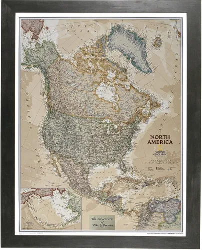 Vista 10 de Push Pin Travel Maps Pósteres e impresiones personalizables – Gris granero – Mapa de pines enmarcado personalizado, llega listo para colgar con 150