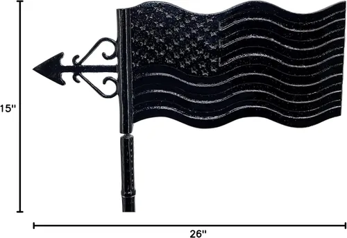 Vista 7 de Montague Metal Products - Veleta de bandera estadounidense - Bandera patriótica - Soporte de techo incluido - Fácil de instalar - Vana de viento