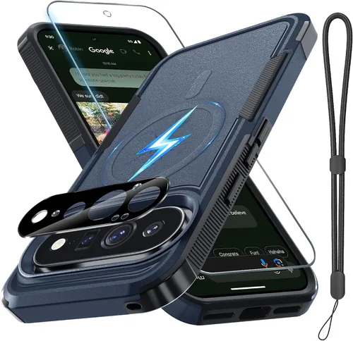 Vista 41 de Funda para Google Pixel 9A, de cuerpo completo, resistente, a prueba de golpes, con correa de cordón, protector de pantalla de vidrio templado