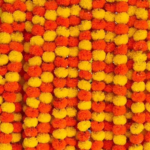 Vista 12 de DIYANA IMPEX Guirnalda de caléndula para decoración, 5 piezas de 5 pies de largo, flores de caléndula artificiales, decoración india para Pooja