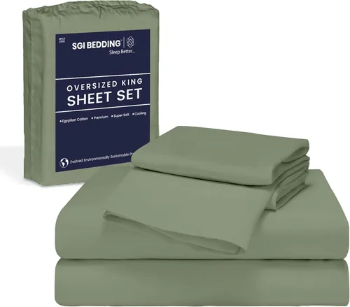 Vista 10 de SGI Bedding 108" x 108" Juego de sábanas de 4 piezas de tamaño Alaskan King de 1000 hilos 100% de algodón egipcio - Sábanas de bolsillo profundo