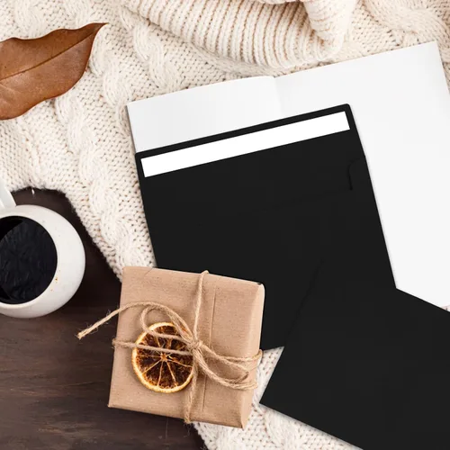 Vista 7 de 50 paquetes de sobres de invitación, sobres para postales, sobres A2 negros, sobres para invitaciones, sobres para tarjetas de 4.5x5.5 pulgadas