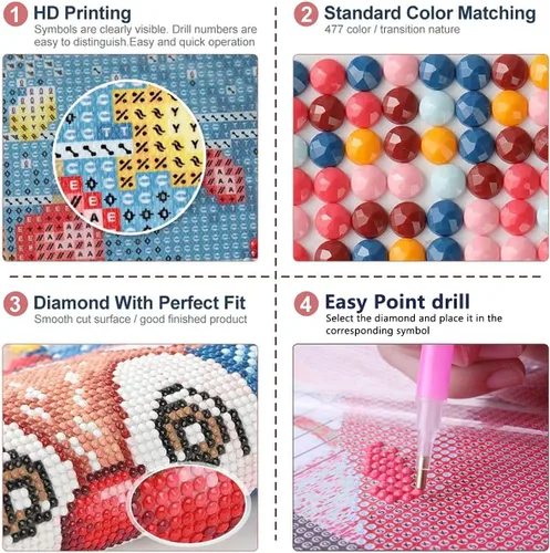 Vista 5 de Bysincy Kits de pintura de diamantes 5D para adultos, cruz de 12 x 16 pulgadas, cuentas redondas de taladro completo, puntos de arte de diamante