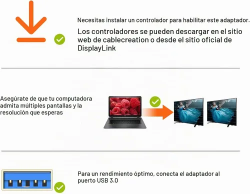 Vista 4 de CableCreation Adaptador USB 3.0 a HDMI con DisplayLink, adaptador de Negro