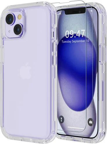 Vista 9 de Diverbox Funda para iPhone 15 [a prueba de golpes] [a prueba de caídas] [protector de pantalla de vidrio templado], funda de protección resistente