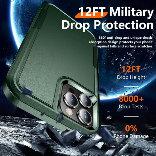 Vista 2 de Red2Fire - Funda para iPhone 12 Pro Max de 6.7 pulgadas, protección contra caídas de grado militar, antideslizante, resistente, cuerpo completo