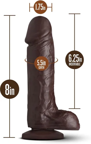 Vista 3 de Blush Coverboy - Consolador realista de 8 pulgadas con bolas – Polla gruesa y realista marrón – Juego de pegging vaginal anal para mujeres, hombres