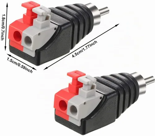 Vista 2 de MATTOX Cable de altavoz a audio macho RCA conector adaptador Jack Plug 10pcs/Set