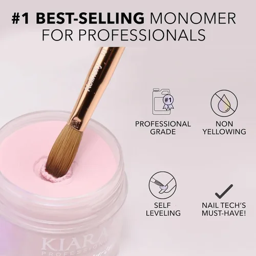 Vista 2 de Kiara Sky EMA Monomer - Líquido acrílico profesional para uñas, 16 onzas líquidas