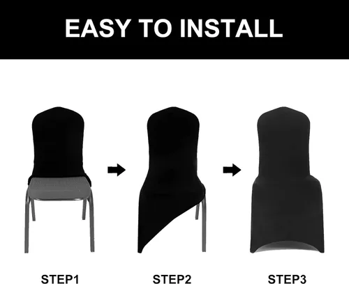 Vista 3 de Funda de elastano para silla, 12 unidades, fundas para silla, fundas para sillas de sala de estar, funda extraíble lavable y elástica para silla