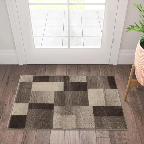 Vista 24 de Superior alfombra de área de la colección diseñador Clifton, 8 mm de altura de apilado, con respaldo de yute, diseño geométrico contemporáneo, Beige
