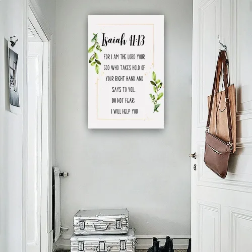 Vista 5 de Isaías 41 13 - Póster de arte de pared con versículo bíblico de oración, decoración de pared de sala de estar para el hogar, obras de arte