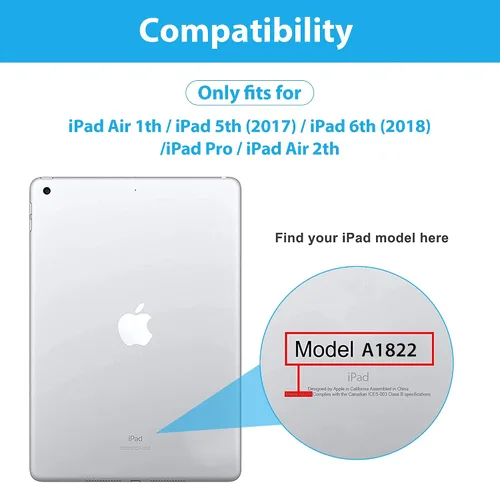 Vista 2 de Gshine Funda para iPad de 6ª generación, iPad 9.7 de 5ª generación 2018/2017, funda protectora de cuerpo completo resistente a prueba de golpes