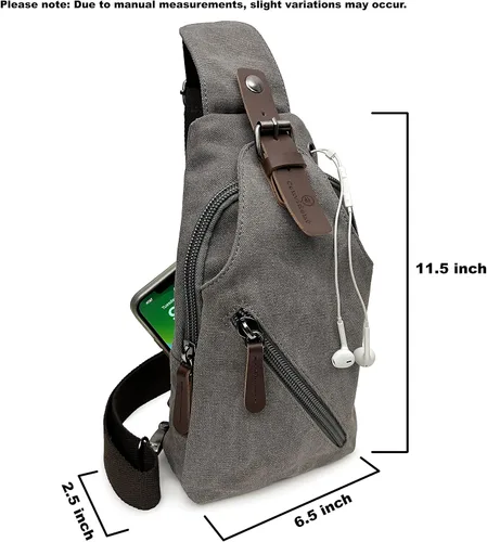 Vista 3 de CONVIDENT Bolso bandolera unisex de lona Pequeña bolsa cruzada mochila de hombro casual Daypack para hombres y mujeres