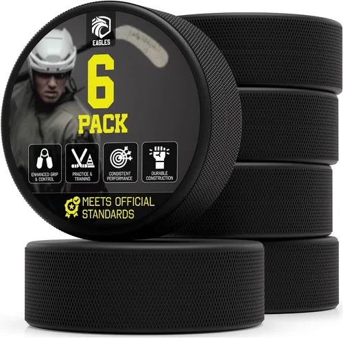 Vista 13 de EAGLES Ice Hockey Pucks 1, 2, 3, 6 or 50 Pack High Grade Pucks Official Regulation Weight & Size for Practice & Classic Training - 6 oz Diameter