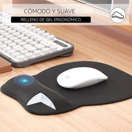 Vista 4 de MROCO - Alfombrilla ergonómica para mouse con reposamuñecas de gel, 9.4 x 8.1 pulgadas, color negro Ergonomic Shape Design for Pain Relief