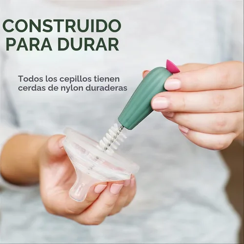 Vista 3 de Boon Juego de repuesto Cacti – Botella, cepillos para pajilla, tetina, detalle – no tóxico, nailon duradero, multicolor, 4