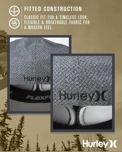 Vista 19 de Hurley Gorras para hombre - One & Only Flexfit Textures Cap - Sombreros ajustados para hombre, S-XL