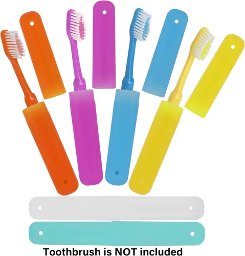 Vista 3 de Cllayees 6 soportes para cepillos de dientes de viaje, contenedor portátil transpirable para cepillos de dientes, soporte transparente de varios