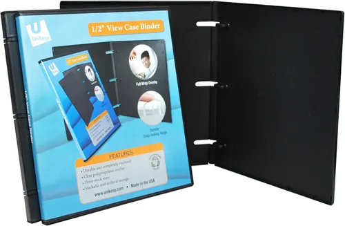 Vista 8 de UniKeep Carpeta de 3 anillos – La carpeta está totalmente cerrada, disponible en blanco, transparente o negro y en diferentes tamaños de lomo