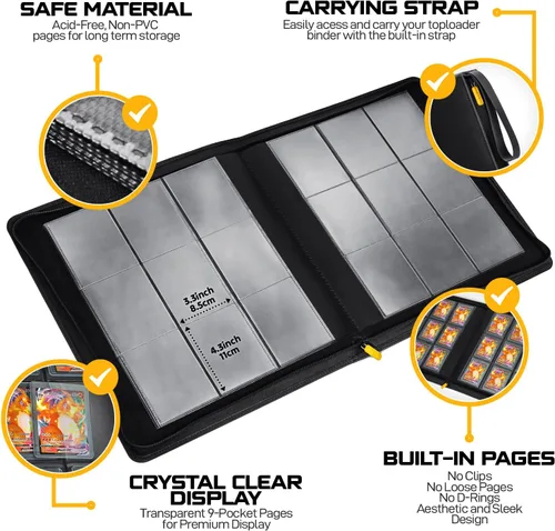 Vista 4 de X PRO Carpeta de tarjetas de carga superior, compatible con fundas de tarjetas de carga superior, se adapta a 252 20 cargadores premium incluidos