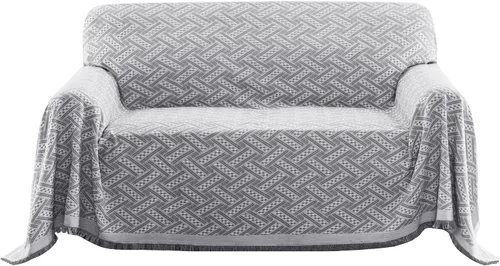 Vista 12 de Turquoize - Funda para sofá de algodón de color gris, protector para sofá, funda para sofás, fundas para sofá seccional lavables para perros