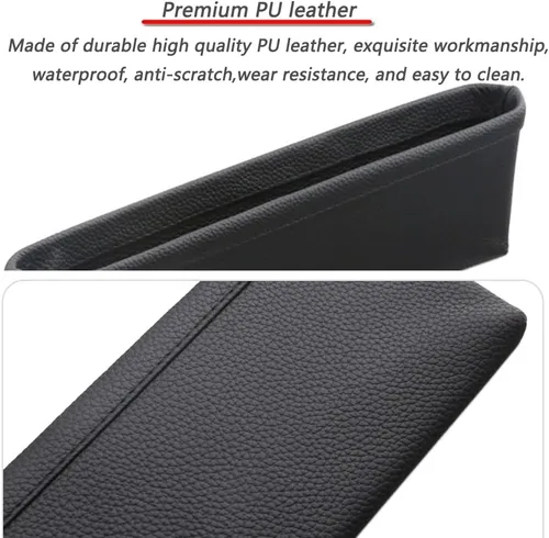 Vista 4 de Relleno universal para asiento de automóvil, organizador de asiento de automóvil de piel sintética, para asientos delanteros, consola lateral, caja