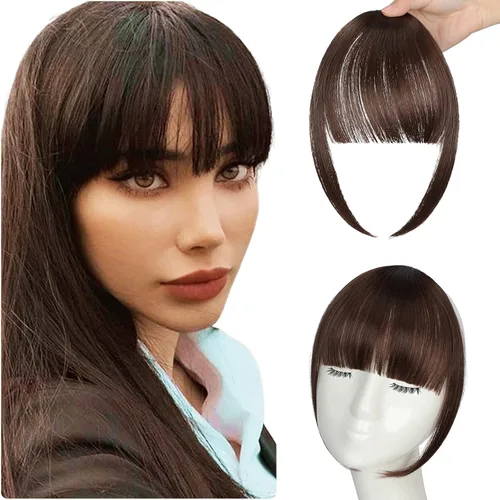 Vista 11 de Flequillo con clip, flequillo falso fácil de usar, flequillo de clip en flequillo, extensiones de cabello rubio francés, flequillo sintético