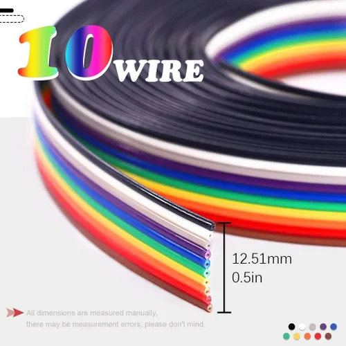 Vista 2 de Hilitchi IDC Rainbow Color Flat Ribbon Cable-10 cable (15 pies)