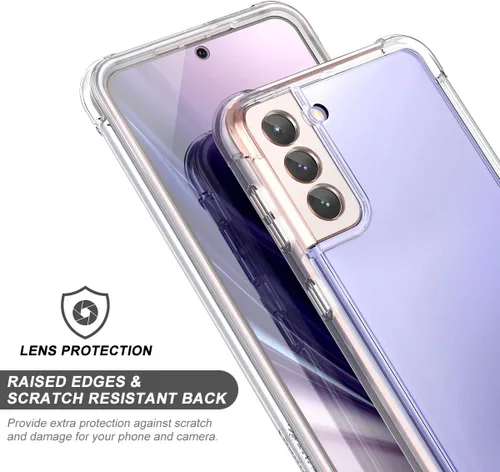 Vista 5 de SURITCH Funda transparente para Samsung Galaxy S21 de 6.2 pulgadas, [protector de pantalla integrado] carcasa rígida protectora de cuerpo