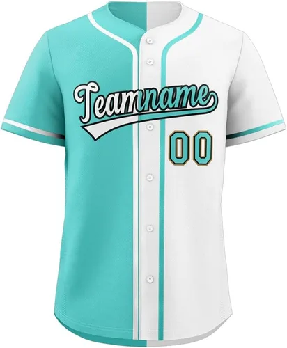 Vista 36 de Camiseta de béisbol dividida personalizada con botones y número de nombre cosido personalizado para hombres/mujeres/niños