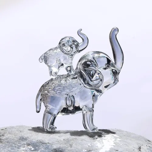 Vista 2 de Ornalrist Regalos de elefante de cristal para mujer, chapado en cristal, negro, mamá y bebé, elefante, manualidades, regalos ideales para esposa