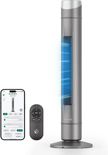 Vista 62 de ZAFRO Ventilador de torre inteligente para dormitorio, ventilador de torre oscilante de 120°, 28 pies/s de alta velocidad, 12 velocidades, 4 modos