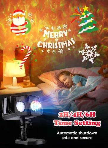 Vista 6 de Proyector de luces de Navidad para exteriores, 26 efectos HD (ondas oceánicas 3D + patrones), impermeables, con temporizador, luces de proyector