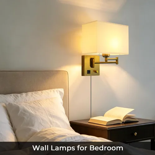 Vista 2 de Plug in Swing Arm Wall Sconce, Wall Lights for Living Room