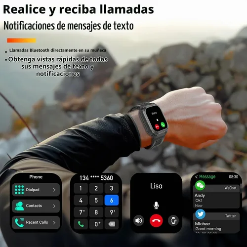 Vista 4 de Reloj inteligente militar con GPS para hombre, presión / altitud/brújula, reloj inteligente de fitness para teléfonos Android y iPhone, rastreador
