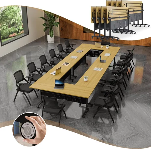 Vista 73 de Mesa de conferencias plegable, mesa de sala de conferencias con ruedas, mesa de conferencias plegable modular, mesas de reuniones de entrenamiento