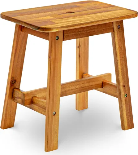 Vista 8 de BEEFURNI Taburete rectangular de madera de acacia de 18 pulgadas, banco