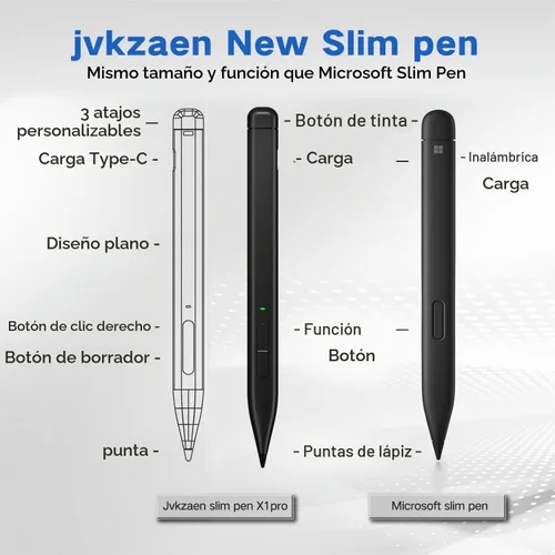 Vista 7 de Lápiz capacitivo para Microsoft Surface, JvKzaen Lápiz delgado para Surface con 4096 niveles de presión, batería de larga duración de 66H, carga Back