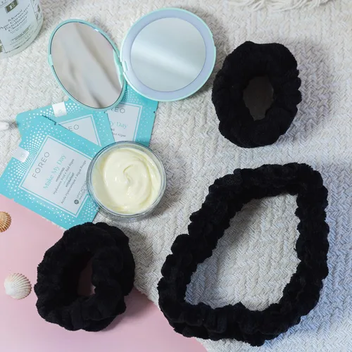 Vista 5 de FROG SAC Diadema de Spa Esponjosa y Muñequeras para Lavado Facial, Diademas Suaves para Cuidado de la Piel para Mujeres, Accesorios Suaves