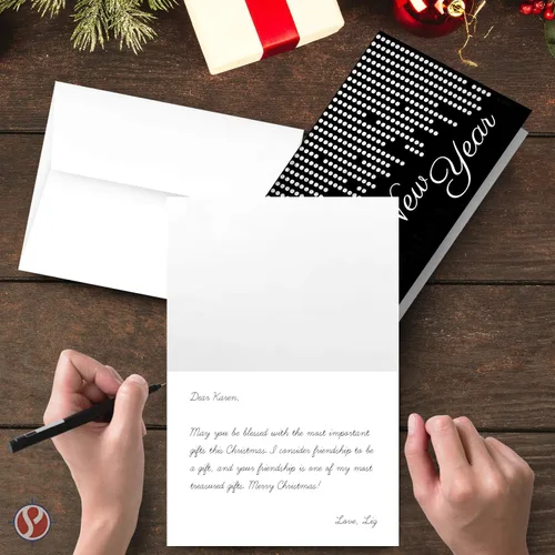 Vista 4 de Tarjetas de felicitación de feliz año nuevo 2026 – Vacaciones, invitaciones de fiesta de Año Nuevo, agradecimiento, anuncios, tarjetas de cortesía