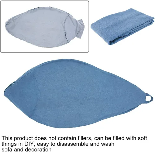 Vista 5 de Funda de sofá para silla tipo puf (sin relleno), tumbona perezosa, respaldo alto, bolsa de puf grande de almacenamiento para adultos y niños, sin