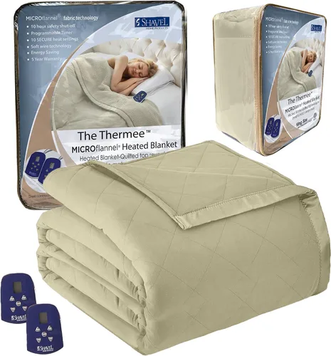 Vista 12 de Thermee Manta térmica de microfranela tamaño Queen – 10 ajustes, programable, calentamiento rápido, cuadros rústicos