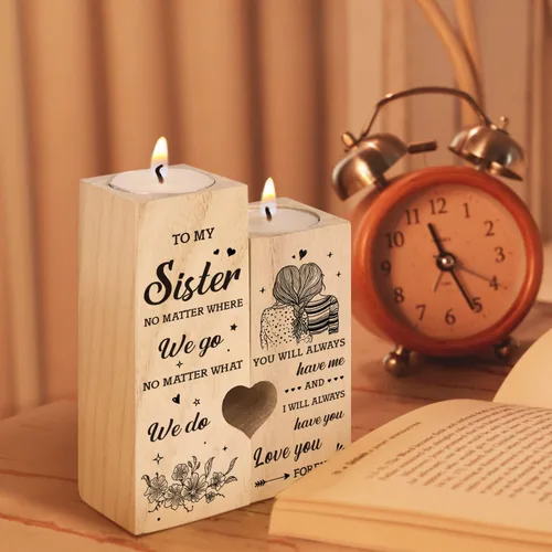 Vista 8 de Regalos para hermanas de parte de la hermana - Portavelas en forma de corazón Birthday Gifts from Sisters, Best Sister Gift for Christmas
