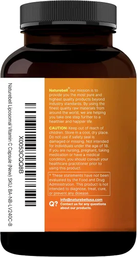 Vista 8 de NatureBell Vitamina C liposomal 2,000 mg por porción, 240 cápsulas Vitaminas solubles en grasa de alta absorción – Suplemento antioxidante