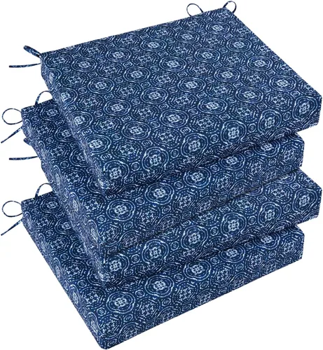 Vista 59 de Basic Beyond Juego de 4 cojines para sillas de exterior, cojines de exterior para muebles de patio, cojines resistentes al agua para sillas de patio