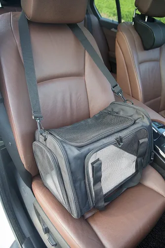 Vista 7 de Transportador de lados suaves para perros y gatos pequeños y medianos, aprobado por la aerolínea TSA, plegable, para mascotas, color negro