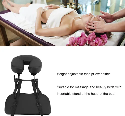 Vista 4 de Reposacabezas de masaje para cama, almohada de masaje para la cara, almohada de masaje boca abajo, ajustable y plegable, almohada de cuna facial